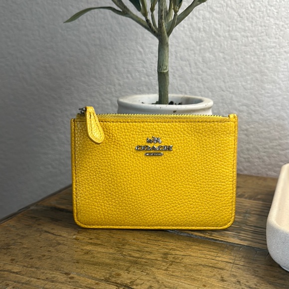 Coach Vibrant Yellow Leather Pouch - Picture 1 of 8